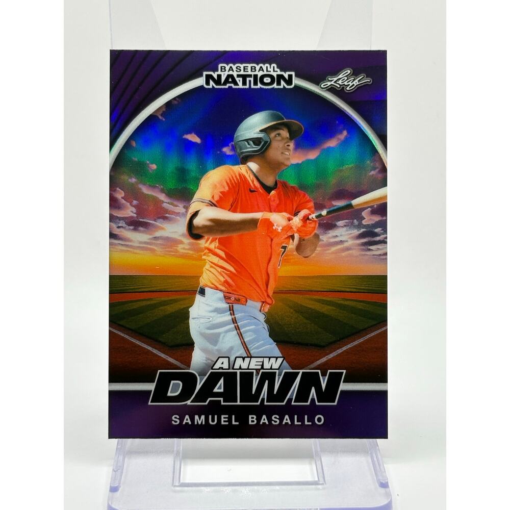 2025 Leaf Baseball Nation Samuel Basallo New Dawn Prismatic Purple Refractor 7/8